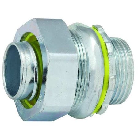 Conduit Fitting Connector, 1-1/4 in, Liquid-Tight, Steel, Electro Zinc Plated, Gray MPN:3405