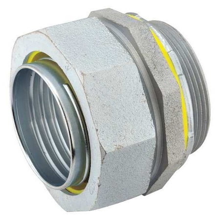 Conduit Fitting Connector, 2 in, Liquid-Tight, Steel, Electro Zinc Plated, Gray MPN:3408