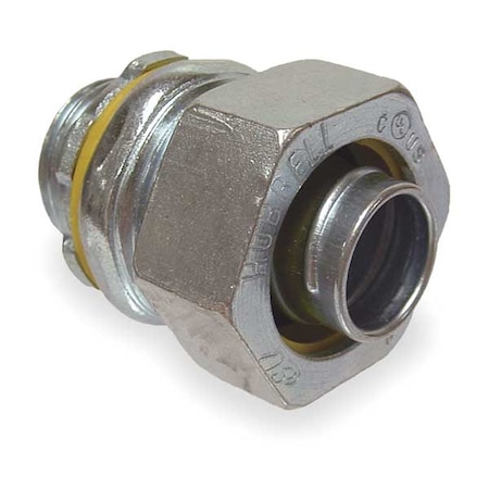 Conduit Fitting Connector, 3 in, Liquid-Tight, Steel, Electro Zinc Plated, Gray MPN:3412