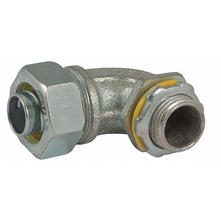 Conduit Fitting Connector, 3/8 in, Liquid-Tight, Steel, Zinc Plated, Gray MPN:3421