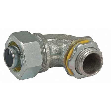 Conduit Fitting Connector, 1 in, Liquid-Tight, Steel, Electro Zinc Plated, Gray MPN:3424