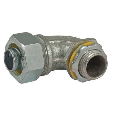 Conduit Fitting Connector, 2 in, Liquid-Tight, Steel, Electro Zinc Plated, Gray MPN:3428
