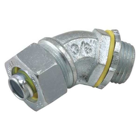 Conduit Fitting Connector, 1/2 in, Liquid-Tight, Steel, Electro Zinc Plated, Gray MPN:3442