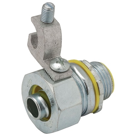 Conduit Fitting Connector, 1/2 in, Liquid-Tight, Steel, Electro Zinc Plated, Gray MPN:3512-3