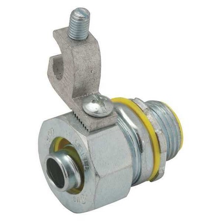 Conduit Fitting Connector, 1 in, Liquid-Tight, Steel, Electro Zinc Plated, Gray MPN:3514-3