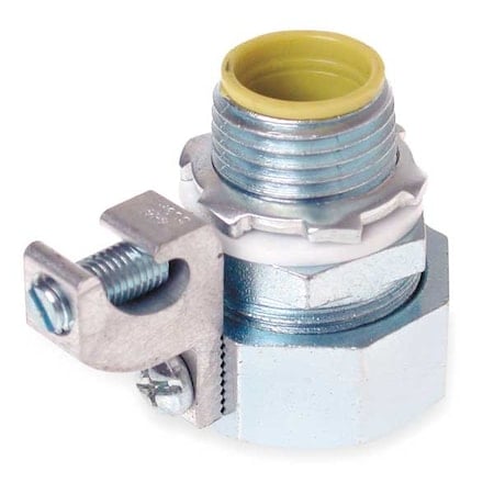 Conduit Fitting Connector, 2 in, Liquid-Tight, Steel, Electro Zinc Plated, Gray MPN:3518-3