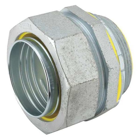 Conduit Fitting Connector, 2 in, Liquid-Tight, Steel, Electro Zinc Plated, Gray MPN:3518