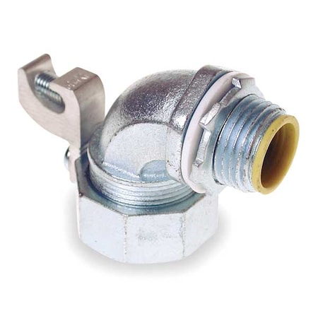 Conduit Fitting Connector, 1/2 in, Threaded, Steel, Electro Zinc Plated, Gray MPN:3542-3