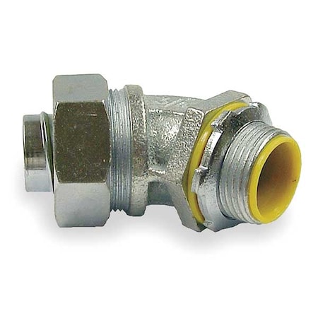Conduit Fitting Connector, 3/4 in, Liquid-Tight, Steel, Electro Zinc Plated, Gray MPN:3563