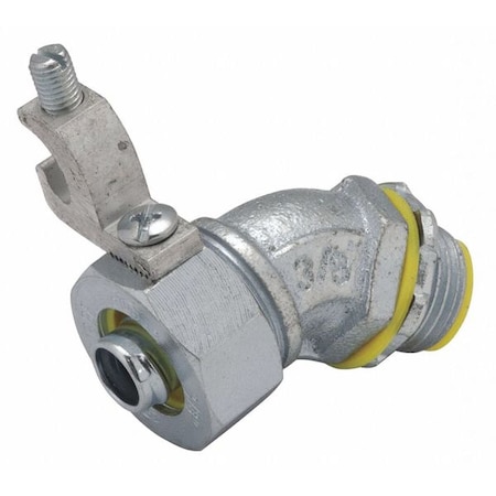 Liquidtight Conn, Grnd Lug, 45 deg., 1-1/4