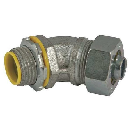 Conduit Fitting Connector, 1-1/2 in, Liquid-Tight, Steel, Electro Zinc Plated, Gray MPN:3566