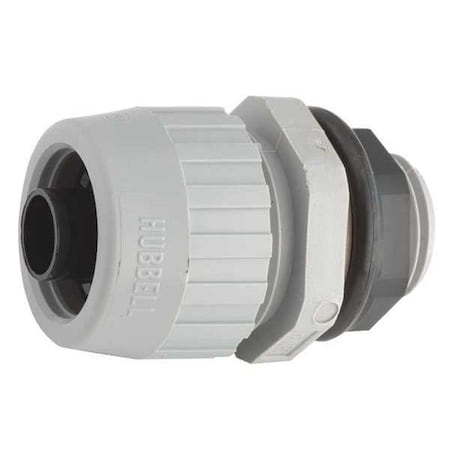 Conduit Fitting Connector, 1/2 in, Liquid-Tight, Nylon, Electro Zinc Plated, Gray MPN:4722