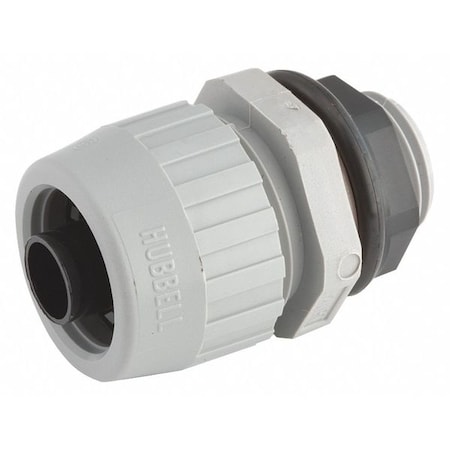 Conduit Fitting Connector, 1 in, Liquid-Tight, Nylon, Electro Zinc Plated, Gray MPN:4724