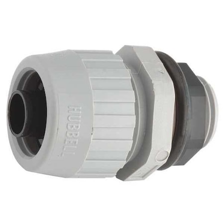 Conduit Fitting Connector, 1-1/2 in, Liquid-Tight, Nylon, Zinc Plated, Gray MPN:4726
