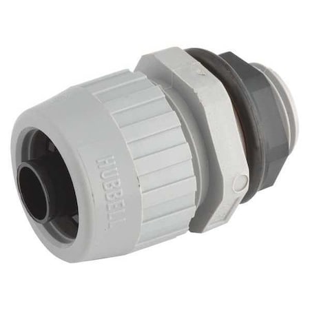 Conduit Fitting Connector, 2 in, Liquid-Tight, Nylon, Electro Zinc Plated, Gray MPN:4728