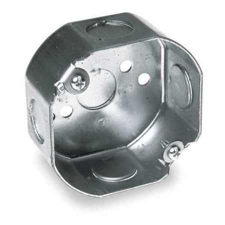 Electrical Box, 11.8 cu in, Octagon Box Type, 1 Gang, Galvanized Steel, Octagon Shape MPN:110