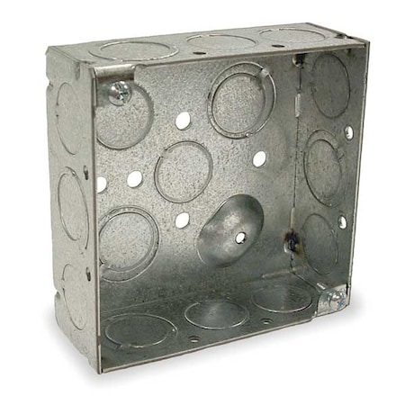 Electrical Box, Square, 2 Gangs, Galvanized Zinc, 1-1/2 in D, 4 in W, 4 in L, 21 cu in Capacity MPN:189