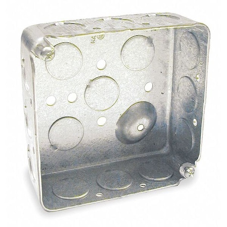 Electrical Box, Square, 2 Gangs, Galvanized Zinc, 1-1/2 in D, 4 in W, 4 in L, 21 cu in Capacity MPN:190