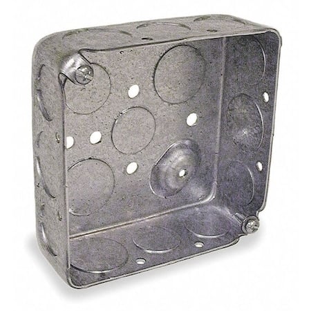 Electrical Box, Square, 2 Gangs, Galvanized Zinc, 1-1/2 in D, 4 in W, 4 in L, 21 cu in Capacity MPN:192