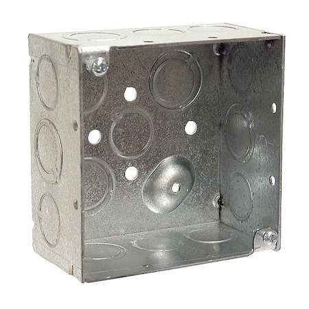 Electrical Box, Square, 2 Gangs, Galvanized Zinc, 2-1/8 in D, 4 in W, 4 in L, 30.3 cu in Capacity MPN:232