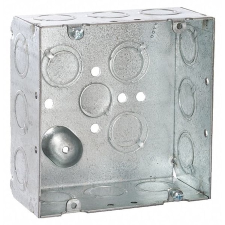 Electrical Box, 42 cu in, Square Box Type, 2 Gangs, Steel, Square Shape MPN:257