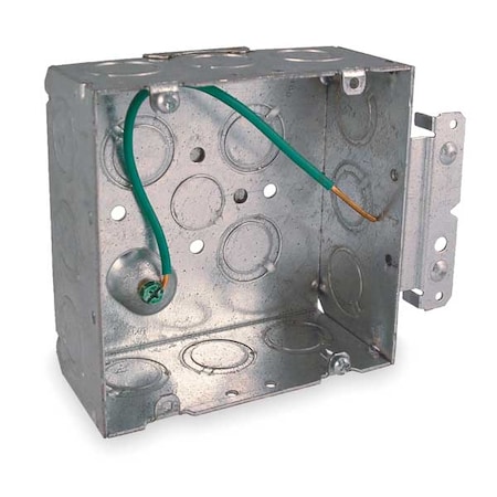 Electrical Box, 42 cu in, Square Box Type, 2 Gangs, Galvanized Steel, Square Shape MPN:257H