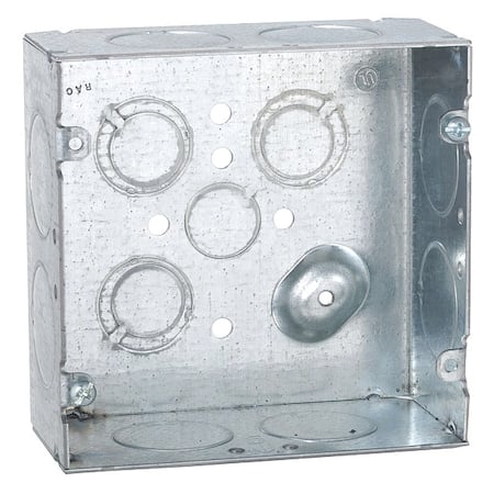 Electrical Box, 42 cu in, Square Box Type, 2 Gangs, Steel, Square Shape MPN:258