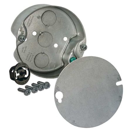 Electrical Box, 15.8 cu in, Ceiling Box Type, 1 Gang, Galvanized Steel, Round Shape MPN:296-1