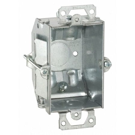 Electrical Box, 10.5 cu in, Switch Box Type, 1 Gang, Steel, Rectangular Shape MPN:487