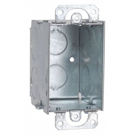 Electrical Box, 14 cu in, Switch Box Type, 1 Gang, Steel, Rectangular Shape MPN:565