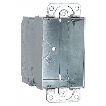 Electrical Box, 18 cu in, Switch Box Type, 1 Gang, Steel, Rectangular Shape MPN:591