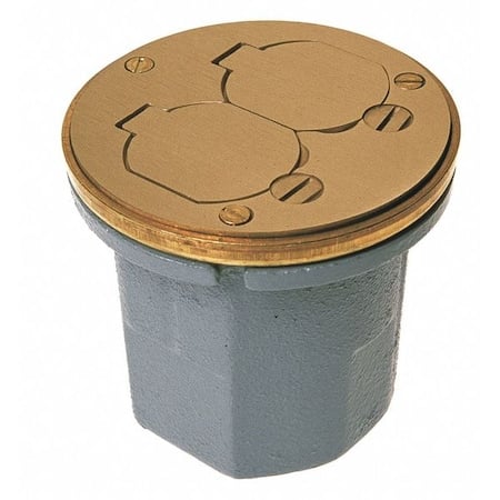 Electrical Box, 18.5 cu in, Floor Box Type, 1 Gang, Brass, Round Shape MPN:6224