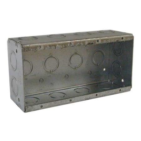 Electrical Box, 63.5 cu in, Masonry Box Type, 4 Gangs, Galvanized Steel, Rectangular Shape MPN:693
