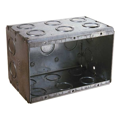 Electrical Box, 67.3 cu in, Masonry Box Type, 3 Gangs, Galvanized Steel, Rectangular Shape MPN:697