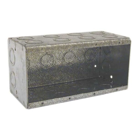 Electrical Box, 89.8 cu in, Masonry Box Type, 4 Gangs, Galvanized Steel, Rectangular Shape MPN:698