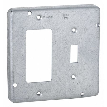 Box Cover, Switch Box Type, 2 Gang, Steel, Toggle Switch/GFCI Cover Type MPN:858