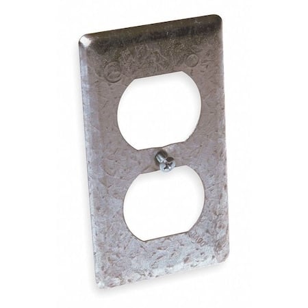 Box Cover, Rectangular Box Type, 1 Gang, Galvanized Zinc, Duplex Receptacle Cover Type MPN:864