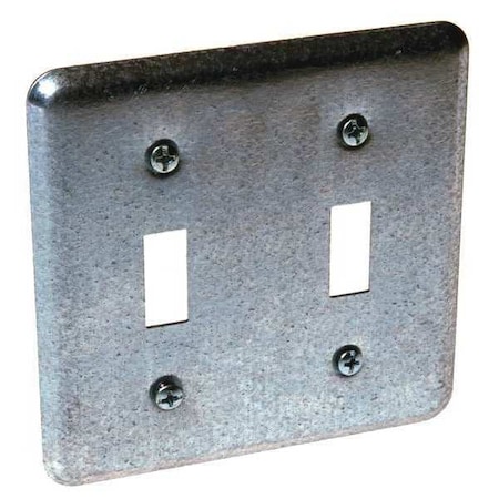 Box Cover, Switch Box Type, 2 Gang, Galvanized Steel, Duplex Receptacle, Toggle Switch Cover Type MPN:871
