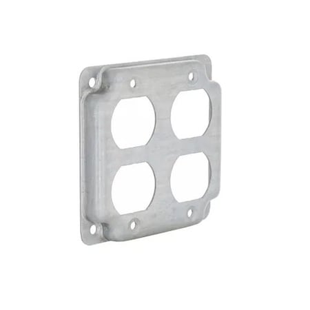 Box Cover, Square Box Type, 4 Gang, Galvanized Zinc, 2 Duplex Receptacle Cover Type MPN:907C