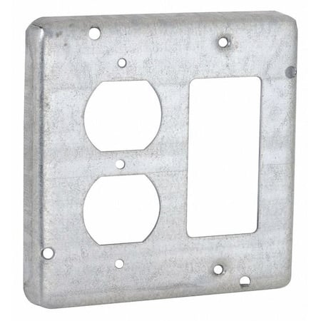 Box Cover, 2 Gang, Steel, GFCI Duplex Receptacle Cover Type MPN:959
