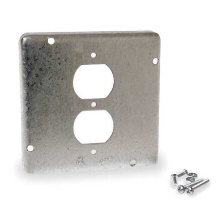 Box Cover, Square Box Type, 2 Gang, Galvanized Steel, Duplex Receptacle Cover Type MPN:972