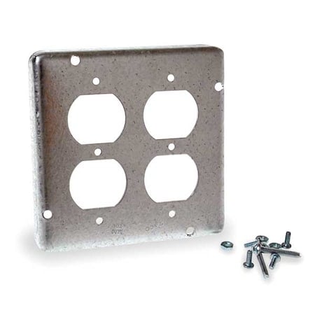 Box Cover, Square Box Type, 2 Gang, Galvanized Steel, 2 Duplex Receptacle Cover Type MPN:979