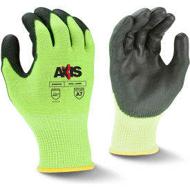 Radians® RWG558XS Axis™ Cut Resistant PU Palm Gloves Hi-Vis Yellow/Black XS 1 Pair RWG558XS - Pkg Qty 12