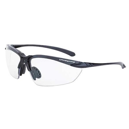 Crossfire Sniper, Safety Glasses, Anti-Scratch, Clear Lens, Black Frame, Half-Frame MPN:924