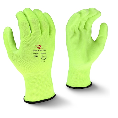 Hi-Vis Coated Gloves, Polyurethane, Palm, Yellow, S MPN:RWG22TS
