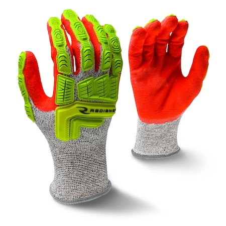 Hi-Vis Cut-Resistant Impact Coated Gloves, Cut Level A5, Foam Nitrile, Sandy, M 1 PR MPN:RWG603M
