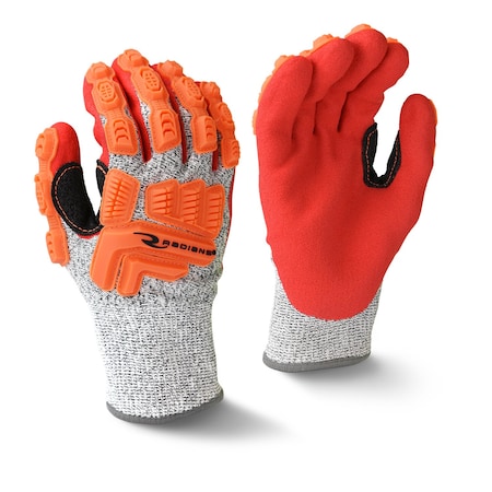 Hi-Vis Cut Resistant Impact Coated Gloves, Cut Level A5, Foam Nitrile, Sandy Foam, XL MPN:RWG603RXL