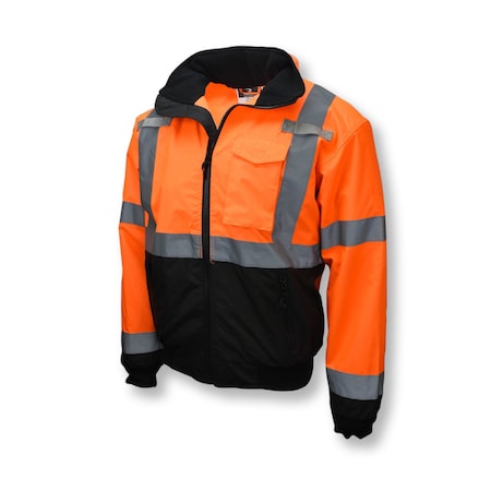 Hi-Vis 2-in-1 Bomber Jacket, 100% Polyester Oxford, 300D, DWR Coated, Hi-Vis Orange / Black, L MPN:SJ110B-3ZOS-L
