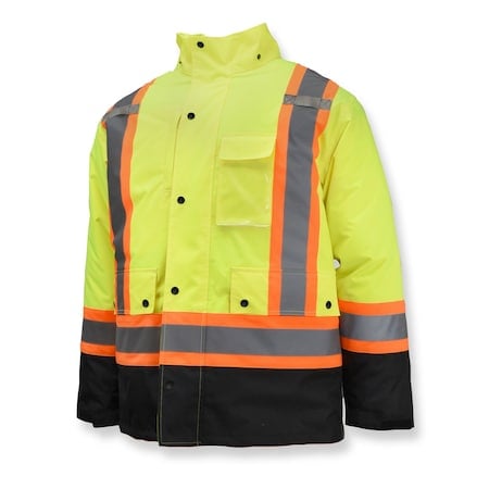 Hi-Vis Reversible Bomber Jacket, Ripstop Polyester, Class Type R Class 3 Hi-Vis Green / Black, 2XL MPN:SJ610B-3ZGS-2X