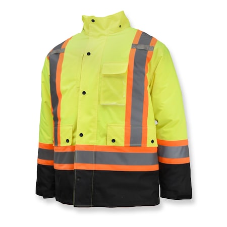 Hi-Vis Reversible Bomber Jacket, Ripstop Polyester, Class Type R Class 3 Hi-Vis Green / Black, 4XL MPN:SJ610B-3ZGS-4X